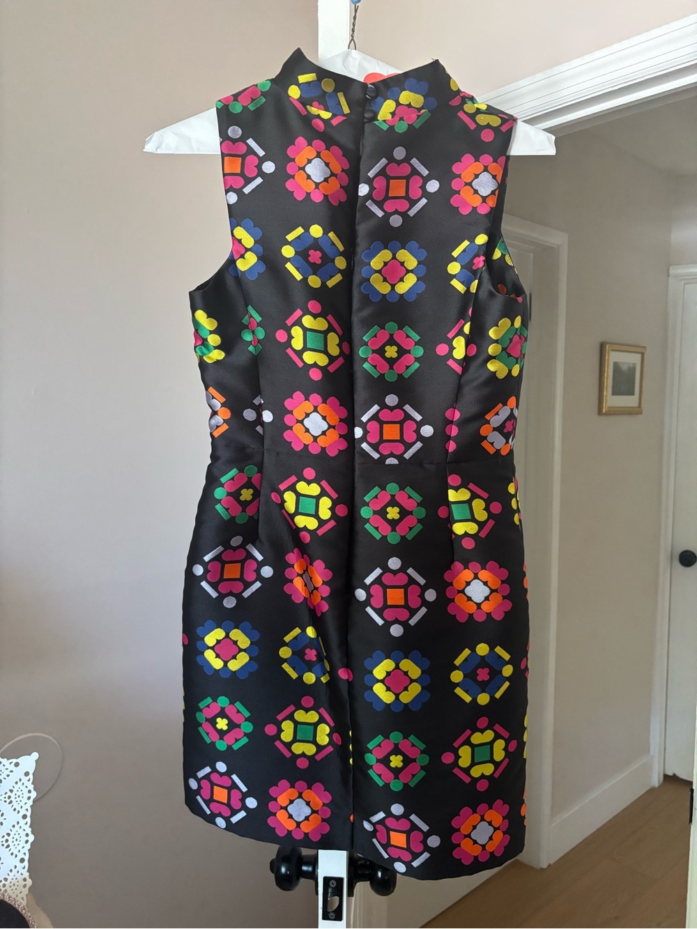 Milly Black Sleeveless Mini Dress with Geometric Print - Picture 4 of 5